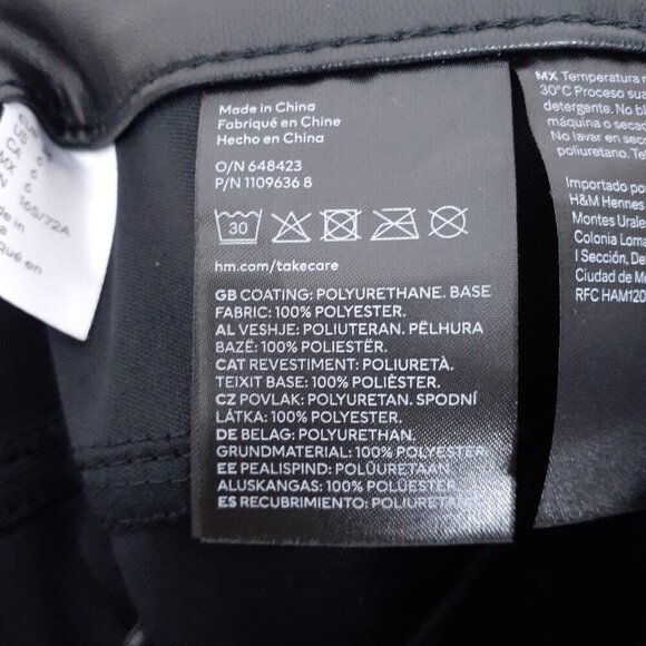 Divided Womens Faux Leather Vegan Pants Size 6 Black 494 - Picture 4 of 5